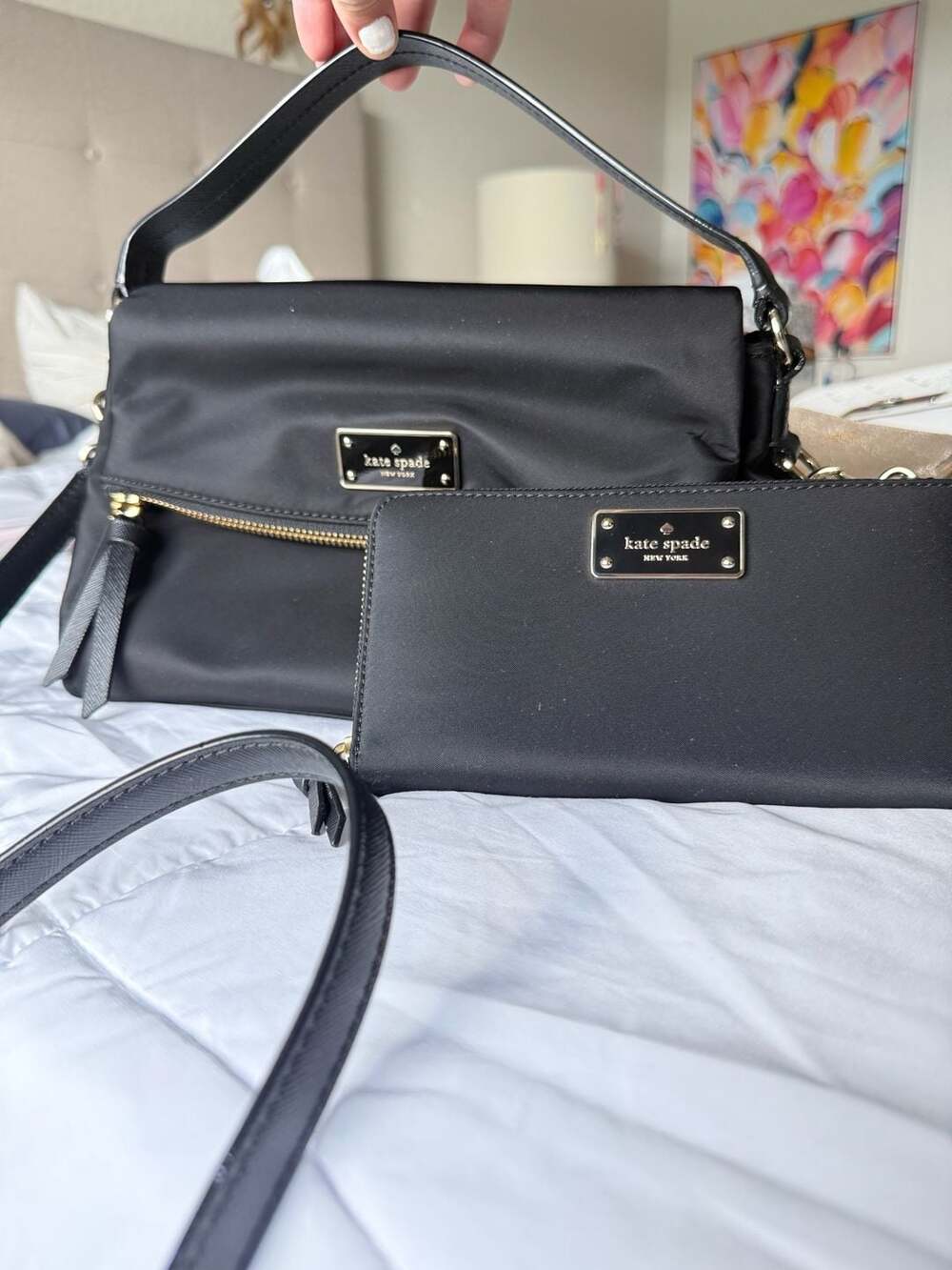 Kate Spade Blake Avenue Miri Black Nylon Crossbody Shoulder Bag and Neda Zip Aro